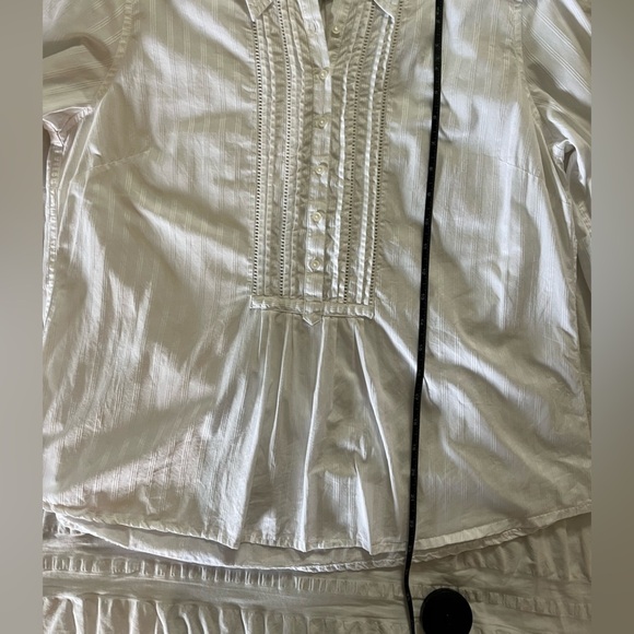 Lauren Ralph Lauren Tuxedo White Cotton Popover Blouse Women’s Size Large EUC - Picture 7 of 11